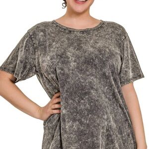 Women's Charcoal Acid Wash Short Sleeve Tee
